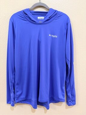 Columbia PFG Terminal Tackle Blue Fishing Sun Hoodie Men's XL